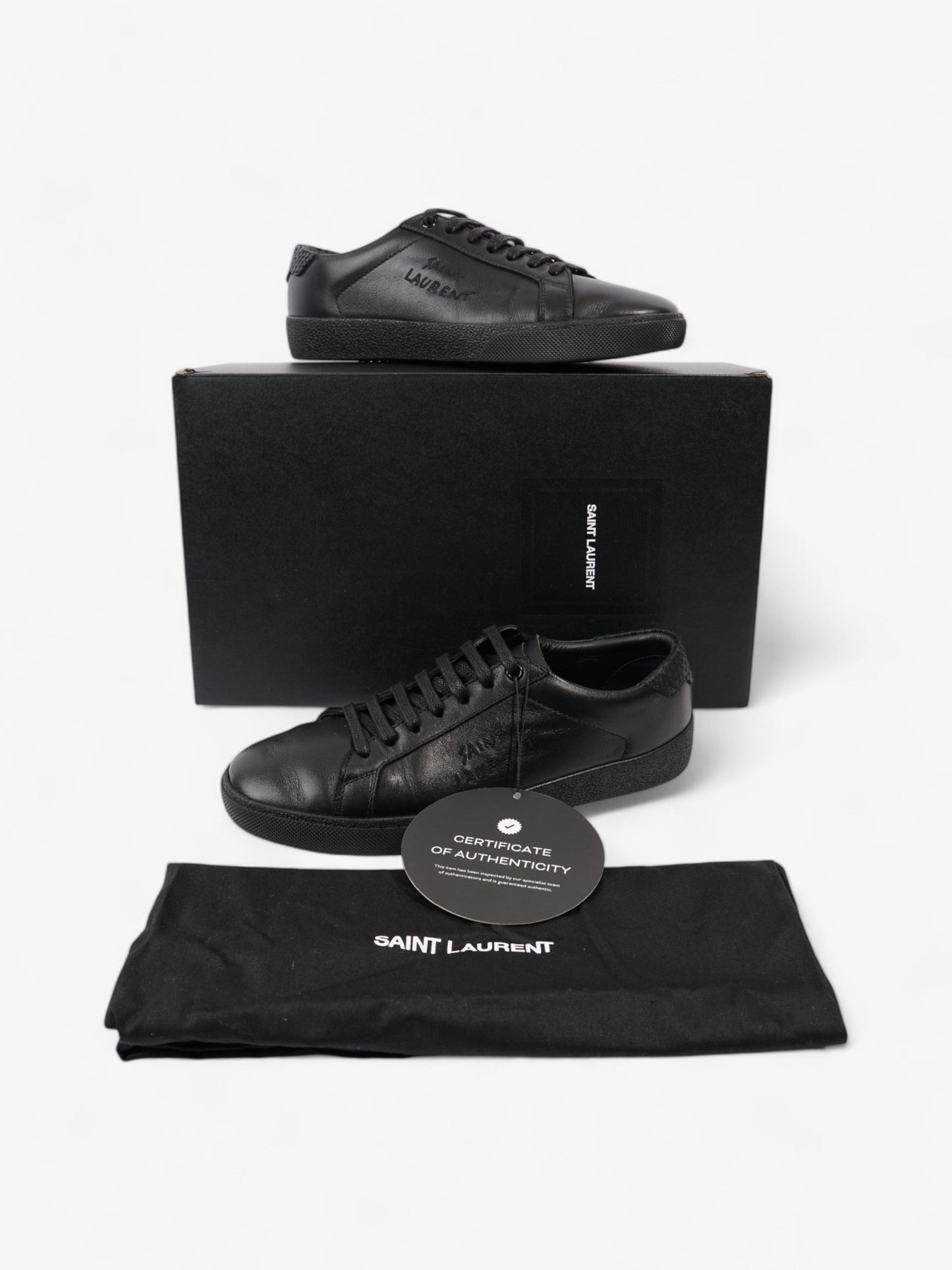 Saint Laurent Embroidered Sneakers Black Leather EU 40 UK 6
