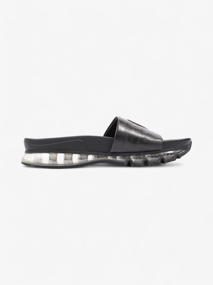 Fendi Roma Logo Clear Sole Slides Black Rubber EU 43 UK 9