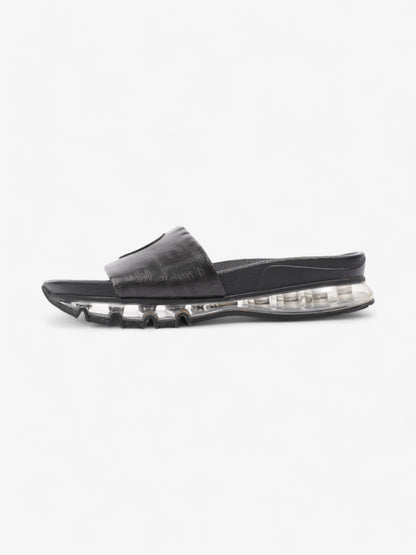 Fendi Roma Logo Clear Sole Slides Black Rubber EU 43 UK 9