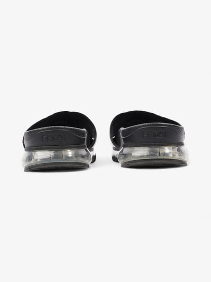 Fendi Roma Logo Clear Sole Slides Black Rubber EU 43 UK 9