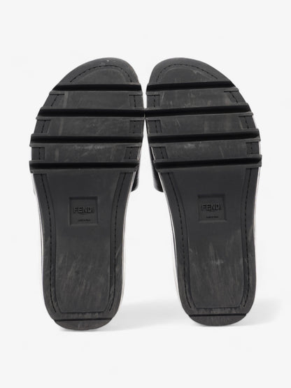 Fendi Roma Logo Clear Sole Slides Black Rubber EU 43 UK 9