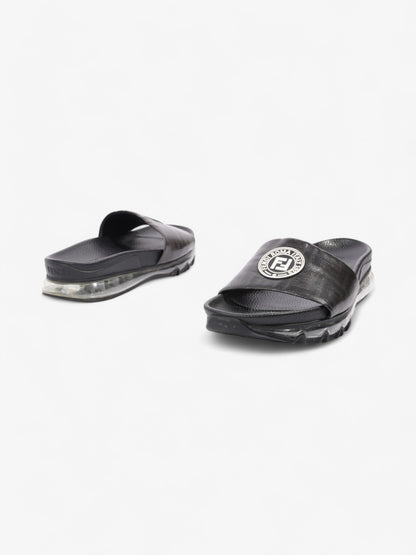 Fendi Roma Logo Clear Sole Slides Black Rubber EU 43 UK 9