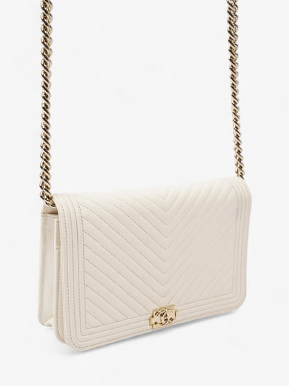 Chanel Boy Wallet on Chain White Caviar Leather