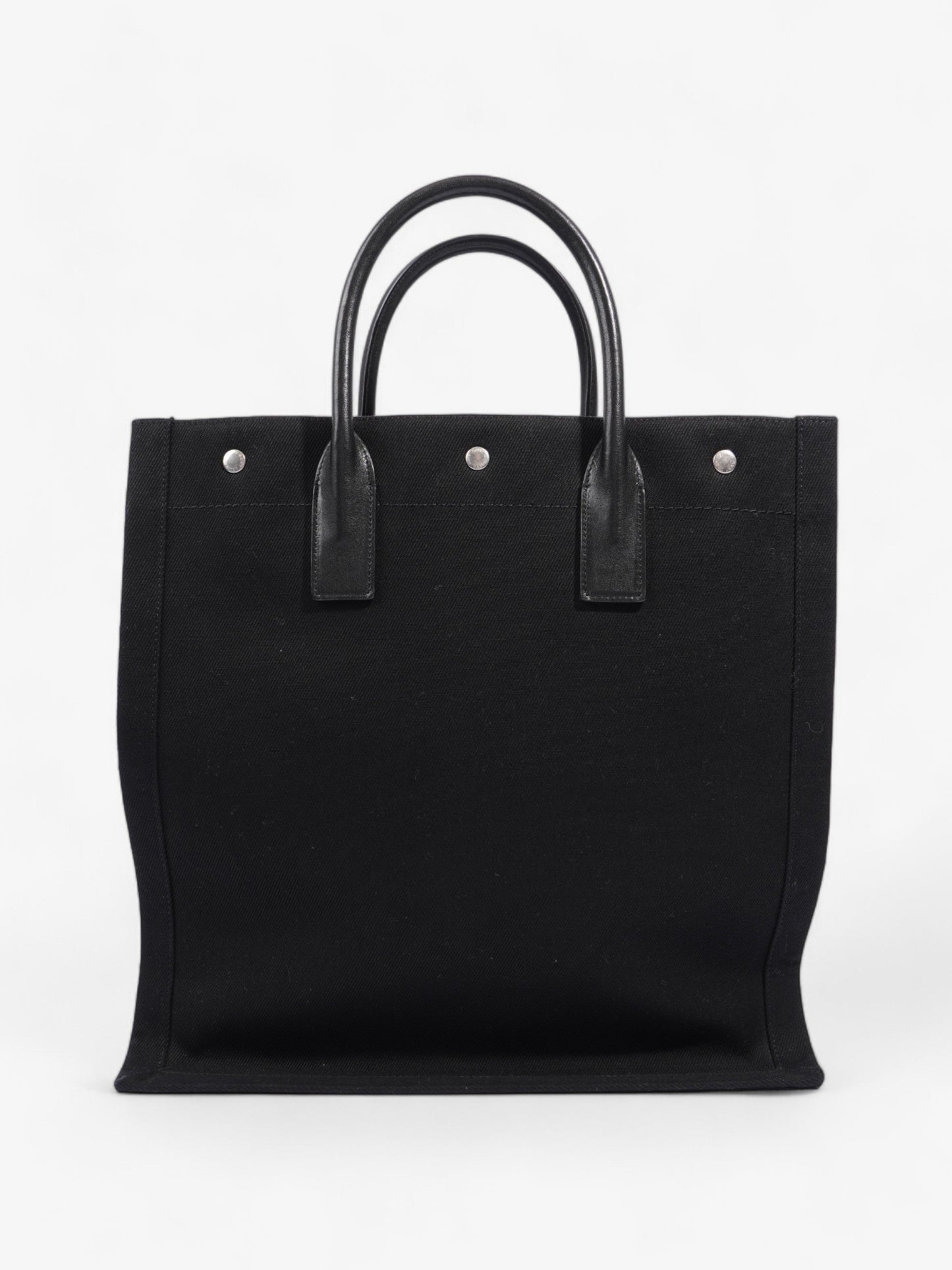 Saint Laurent Rive Gauche Tote Bag Black / White Canvas