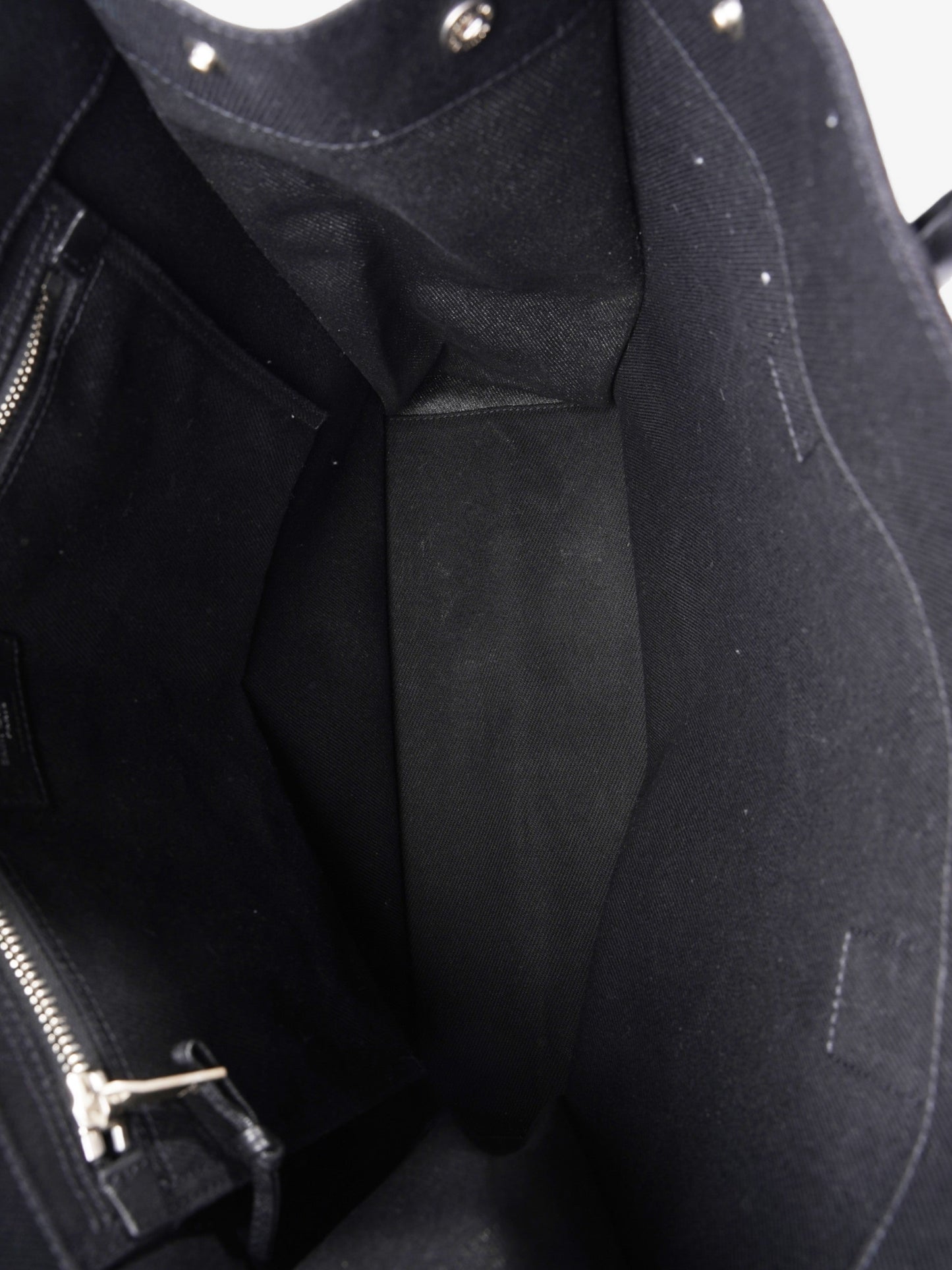 Saint Laurent Rive Gauche Tote Bag Black / White Canvas