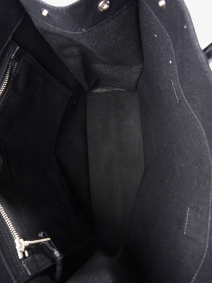 Saint Laurent Rive Gauche Tote Bag Black / White Canvas