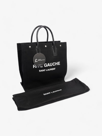 Saint Laurent Rive Gauche Tote Bag Black / White Canvas