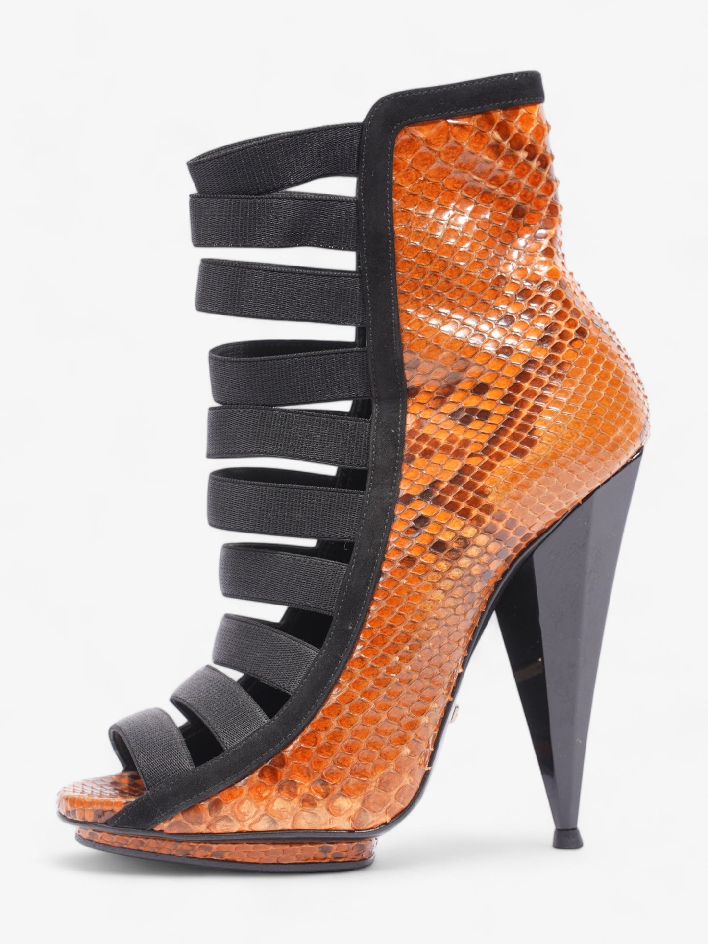 Gucci Olympia Heels 120 Orange / Black Alligator EU 36.5 UK 3.5