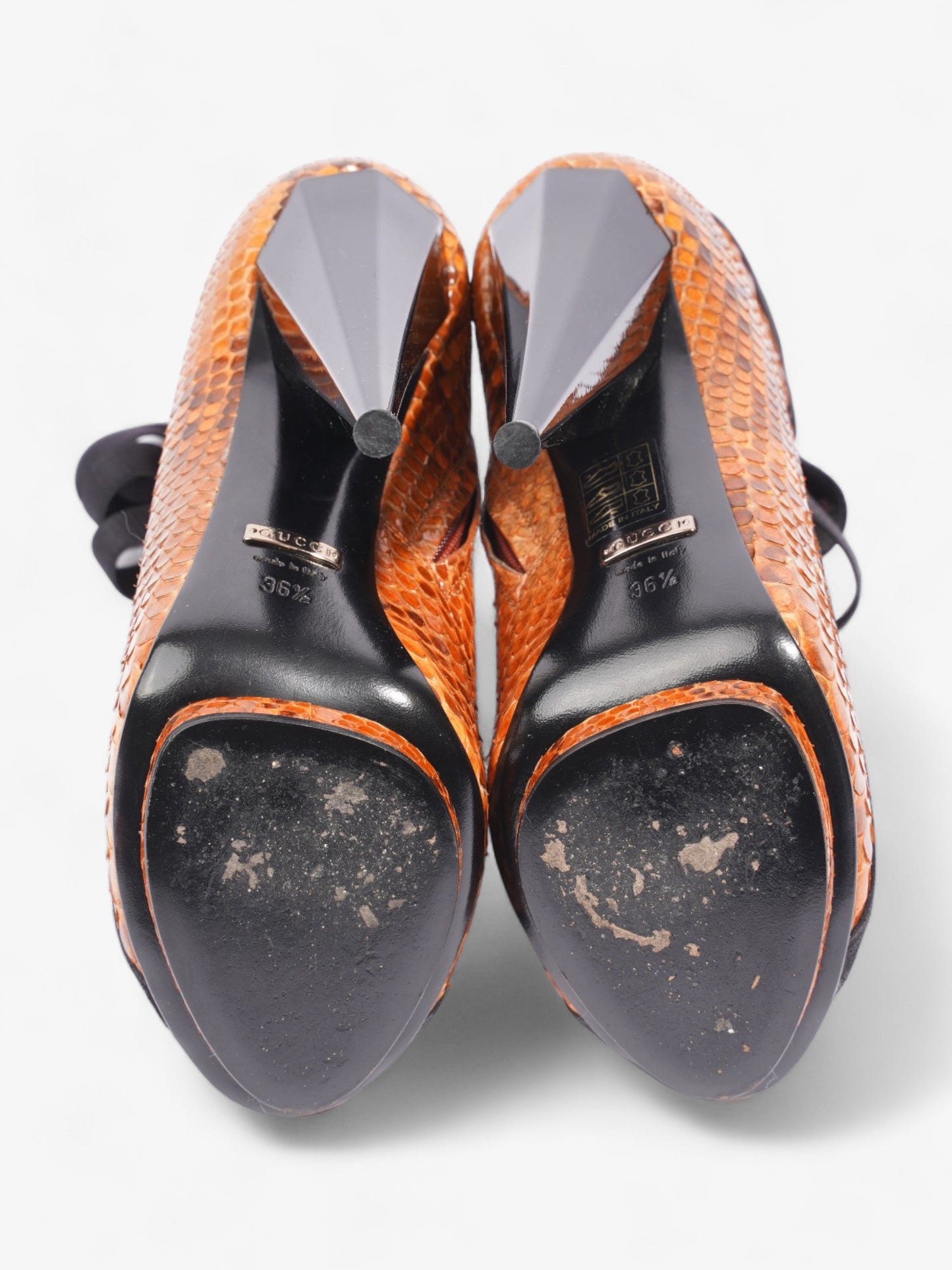 Gucci Olympia Heels 120 Orange / Black Alligator EU 36.5 UK 3.5
