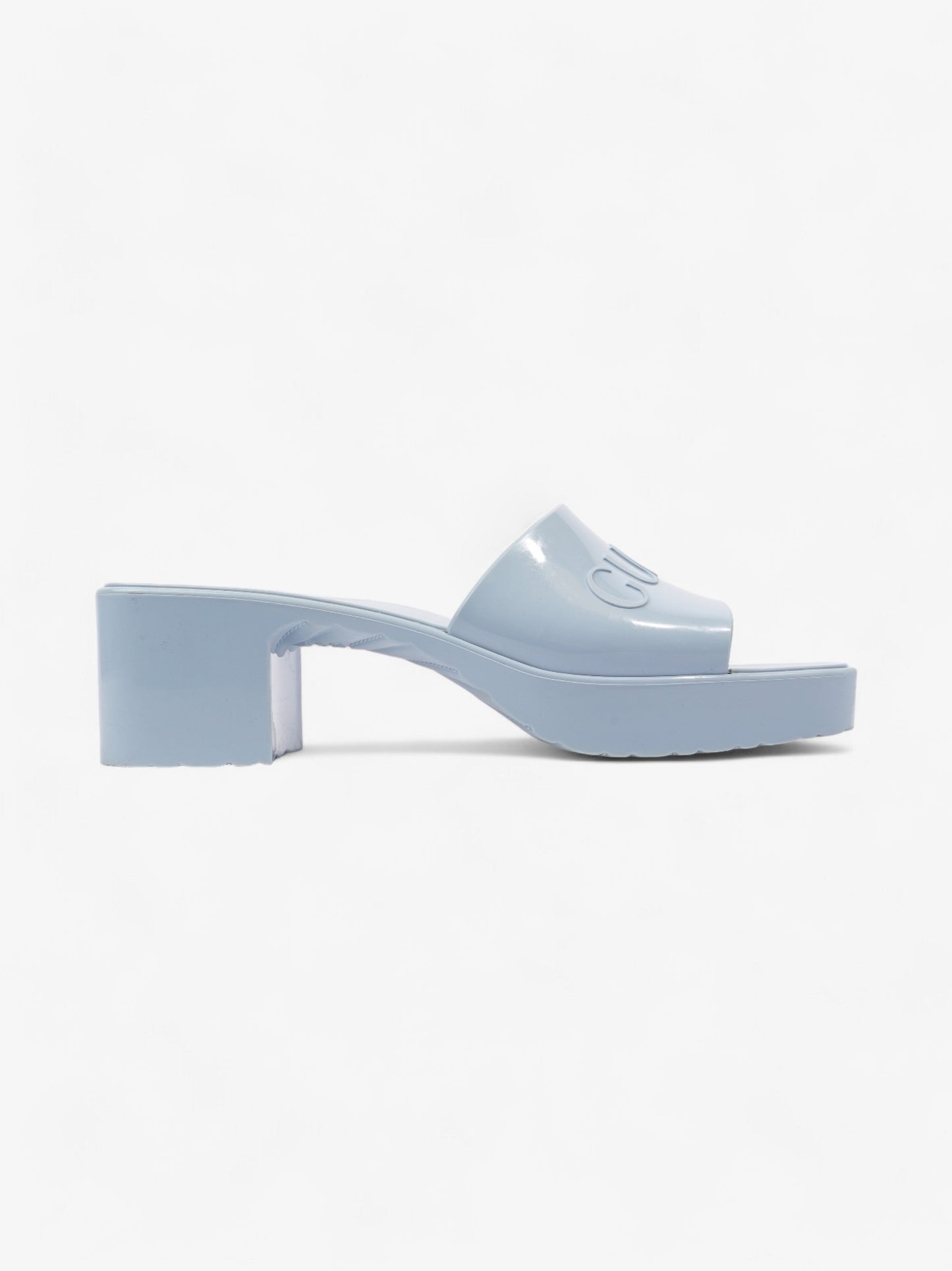 Gucci Rubber Logo Sandals 60 Light Blue Rubber EU 39 UK 6