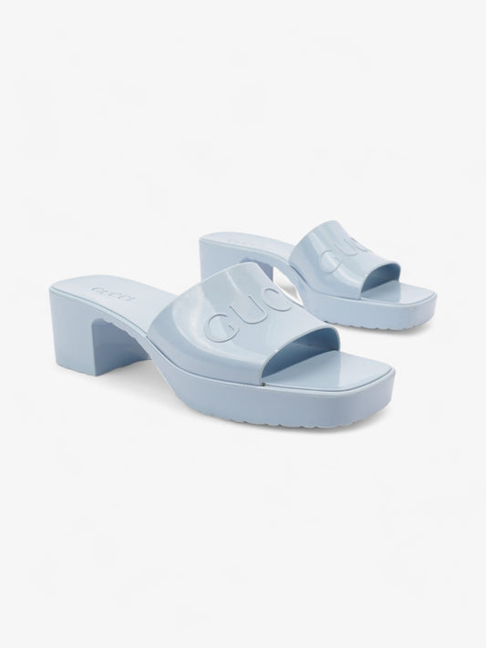 Gucci Rubber Logo Sandals 60 Light Blue Rubber EU 39 UK 6