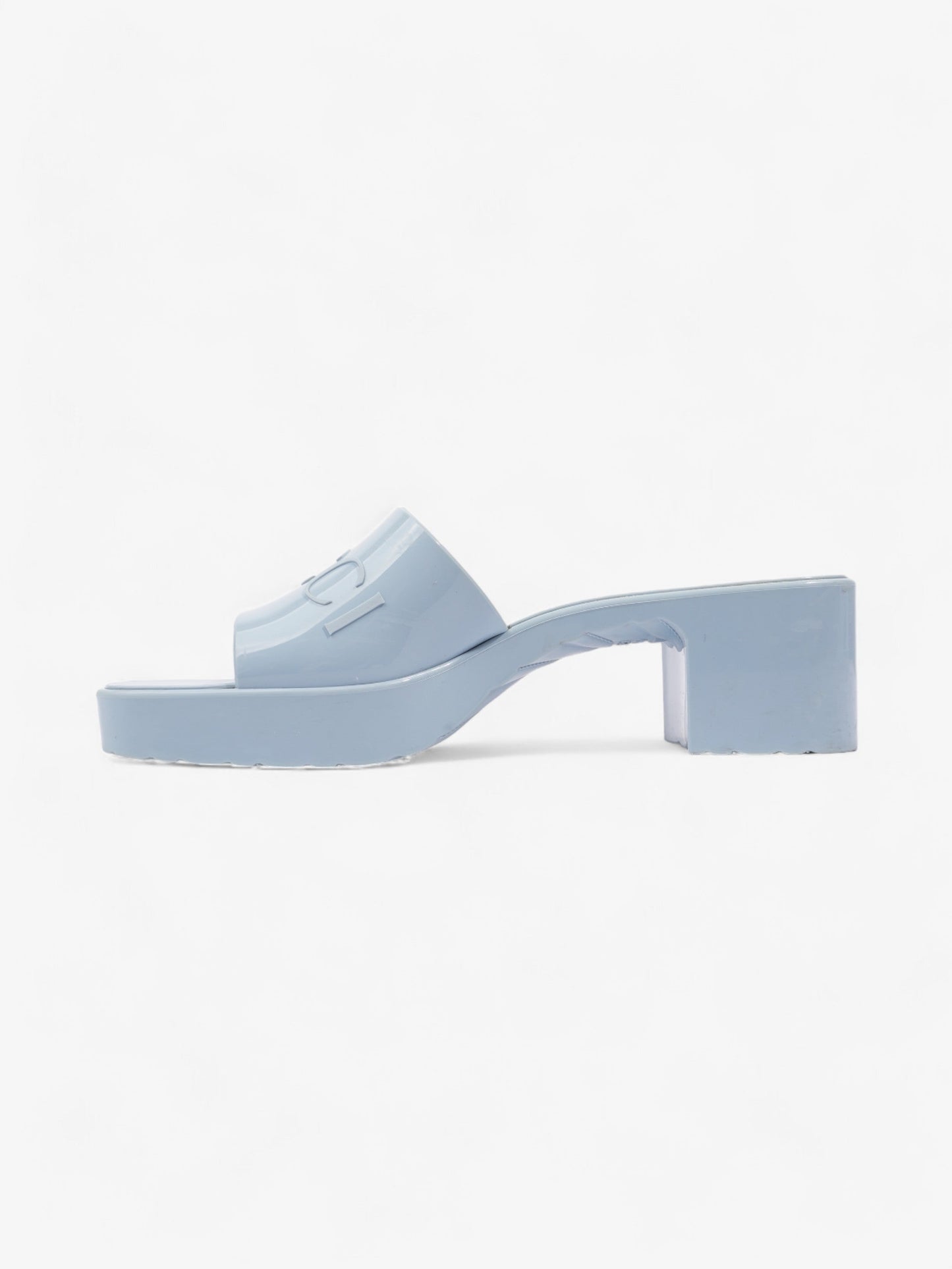 Gucci Rubber Logo Sandals 60 Light Blue Rubber EU 39 UK 6
