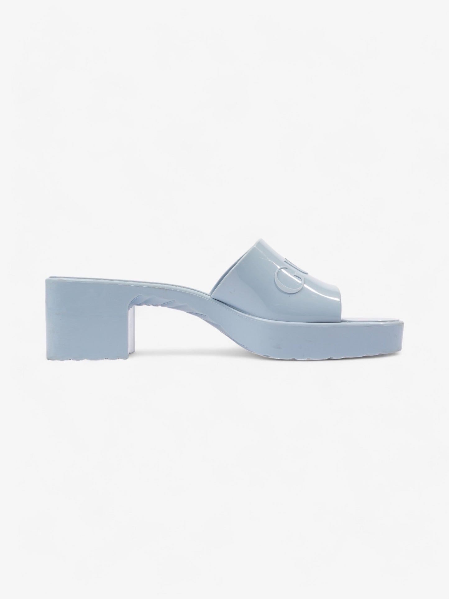 Gucci Rubber Logo Sandals 60 Light Blue Rubber EU 39 UK 6
