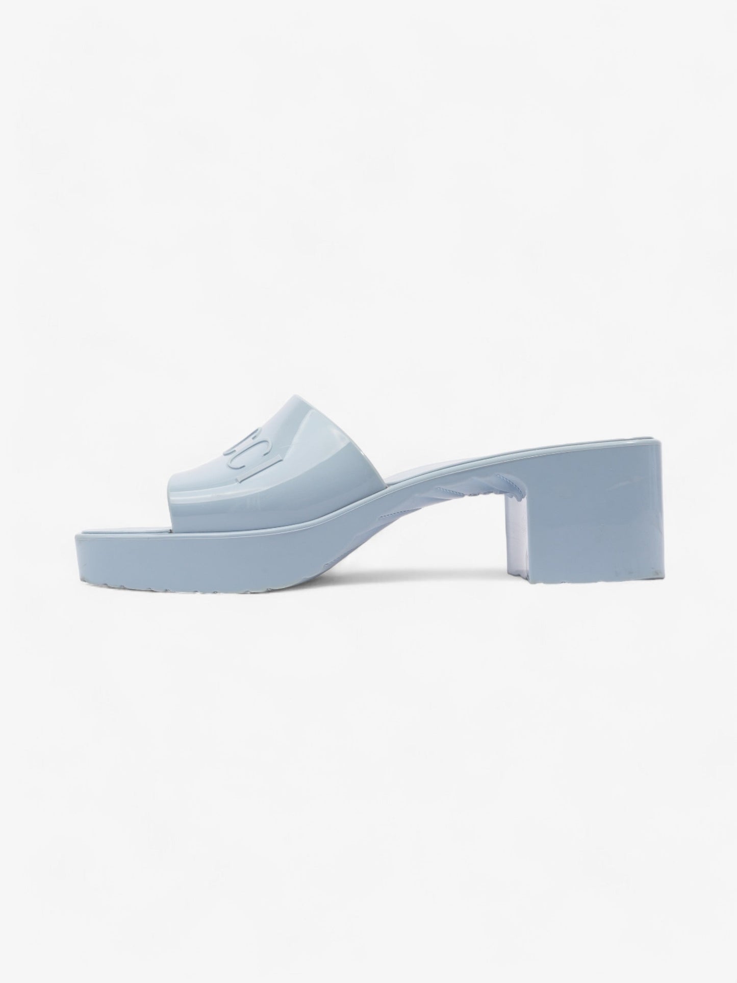 Gucci Rubber Logo Sandals 60 Light Blue Rubber EU 39 UK 6