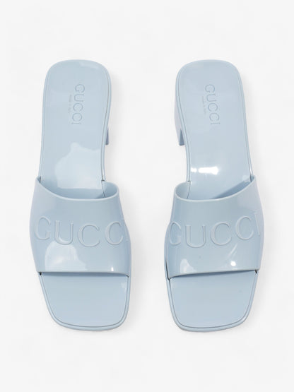 Gucci Rubber Logo Sandals 60 Light Blue Rubber EU 39 UK 6