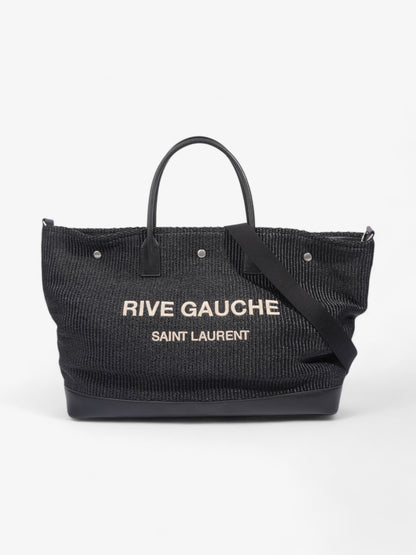 Saint Laurent Rive Gauche Tote Bag Black Raffia Large