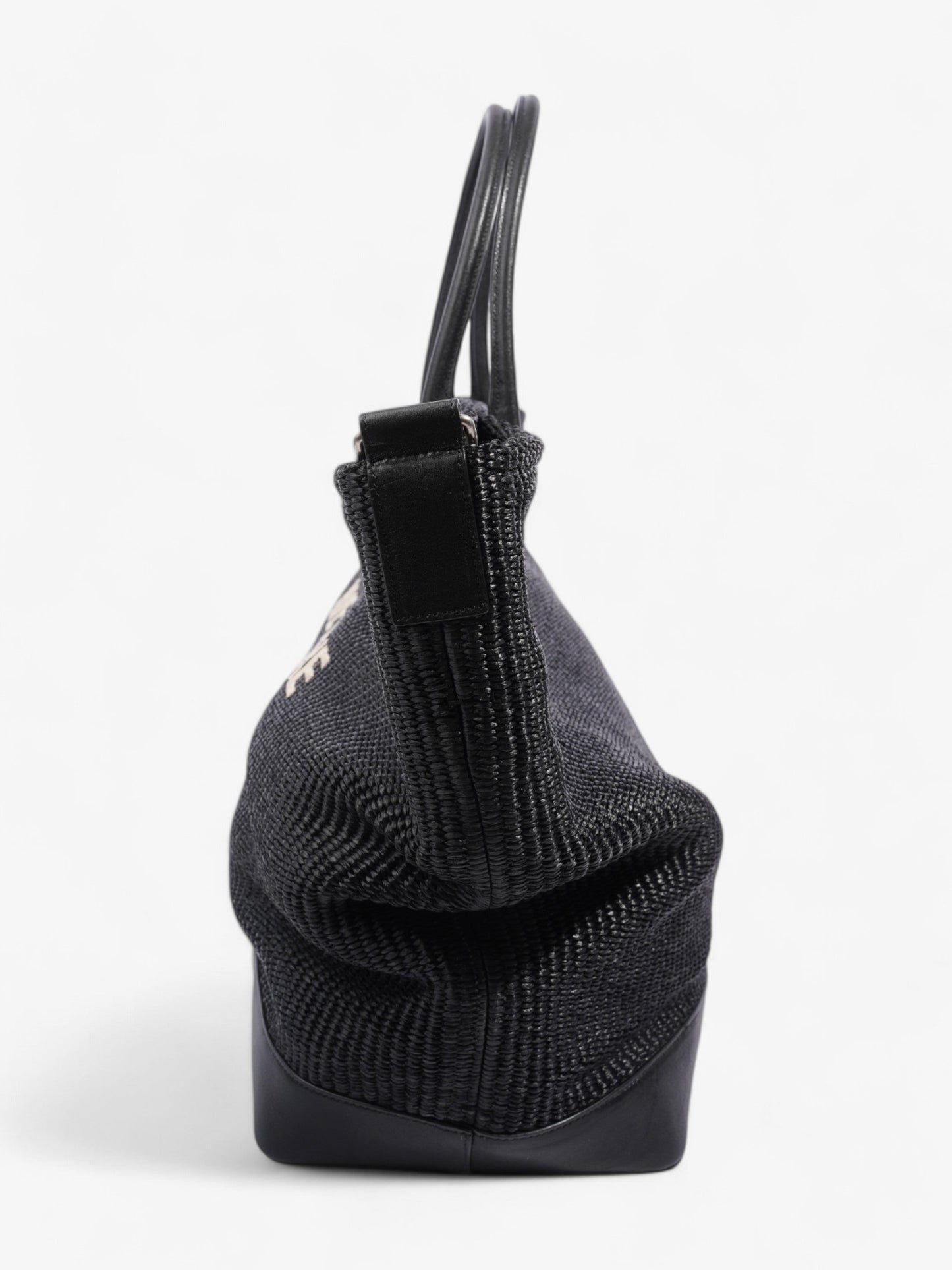 Saint Laurent Rive Gauche Tote Bag Black Raffia Large