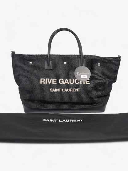Saint Laurent Rive Gauche Tote Bag Black Raffia Large