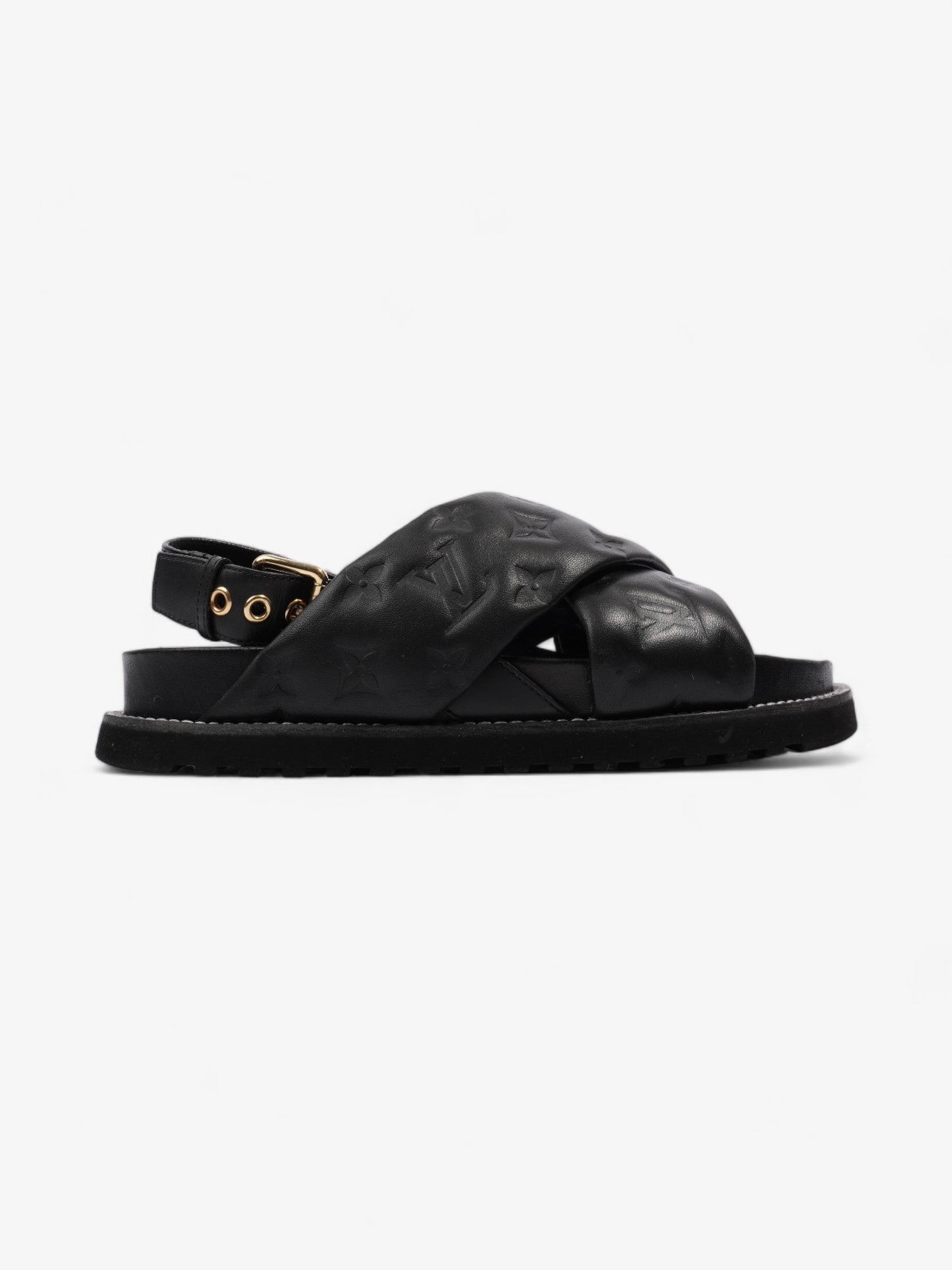 Louis Vuitton Paseo Flat Sandal Black Lambskin Leather EU 39 UK 6