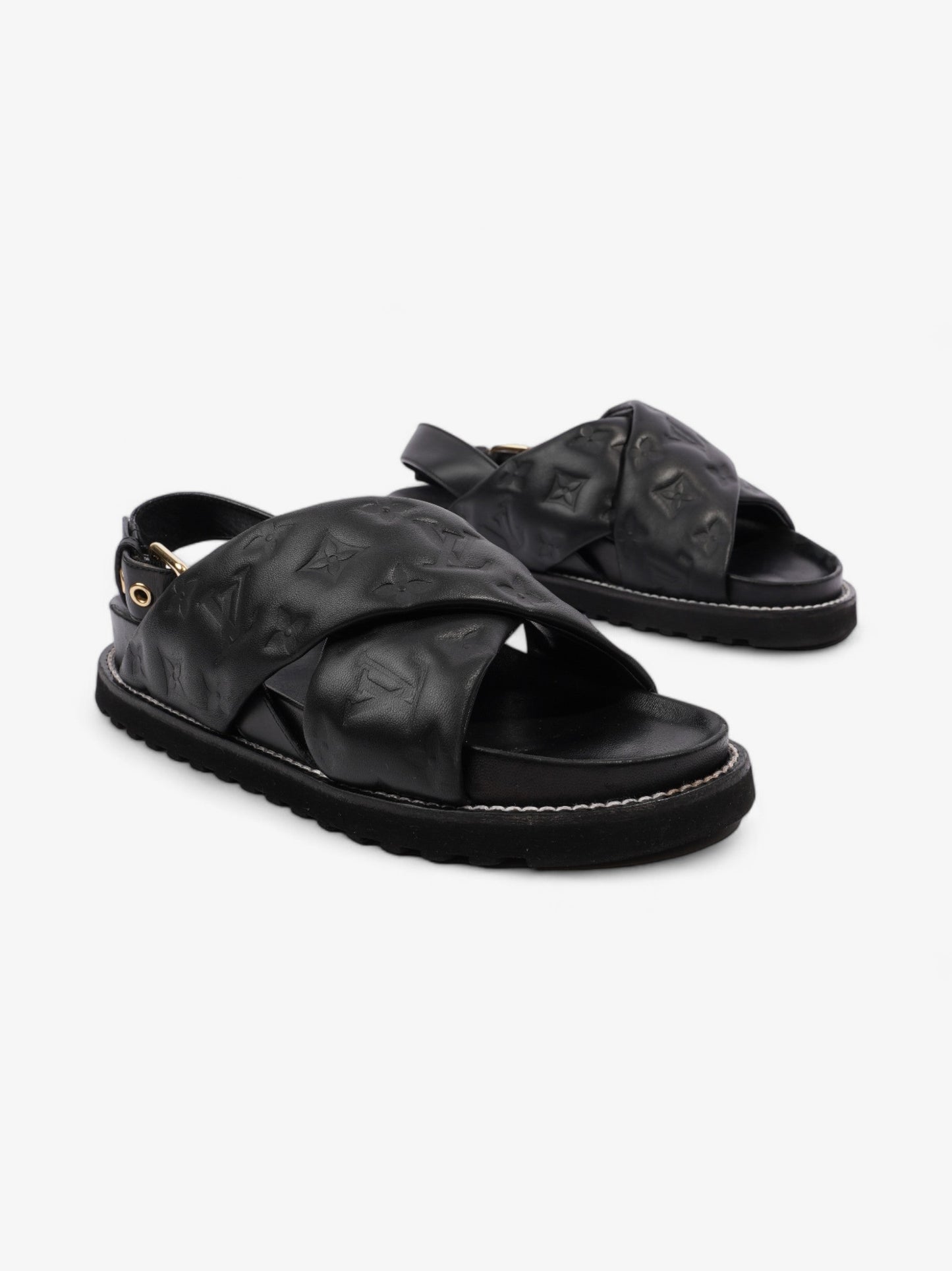 Louis Vuitton Paseo Flat Sandal Black Lambskin Leather EU 39 UK 6