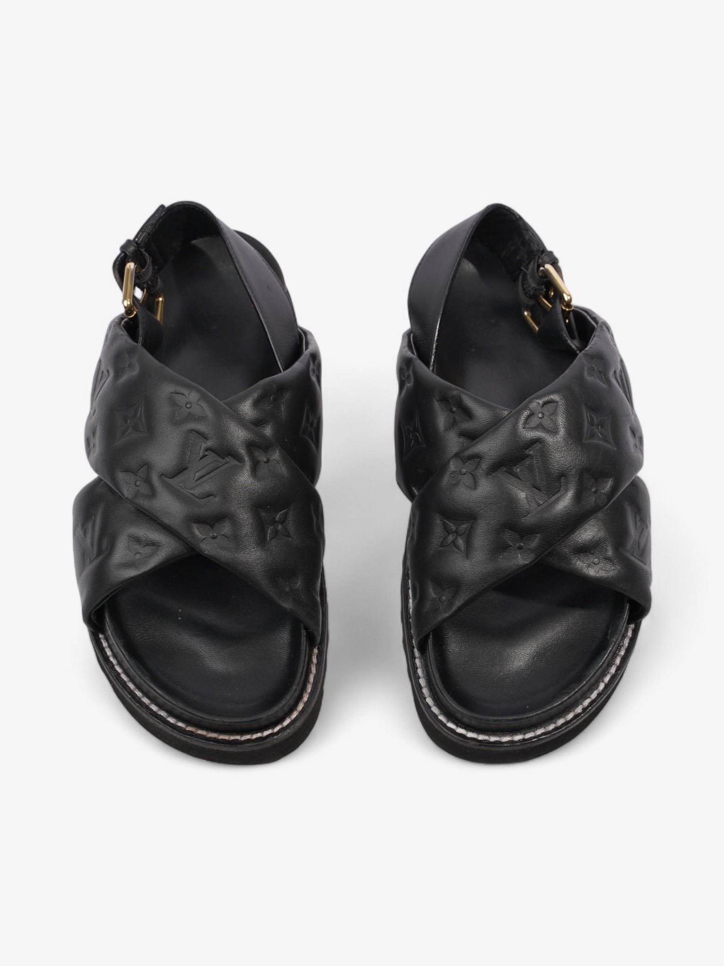 Louis Vuitton Paseo Flat Sandal Black Lambskin Leather EU 39 UK 6