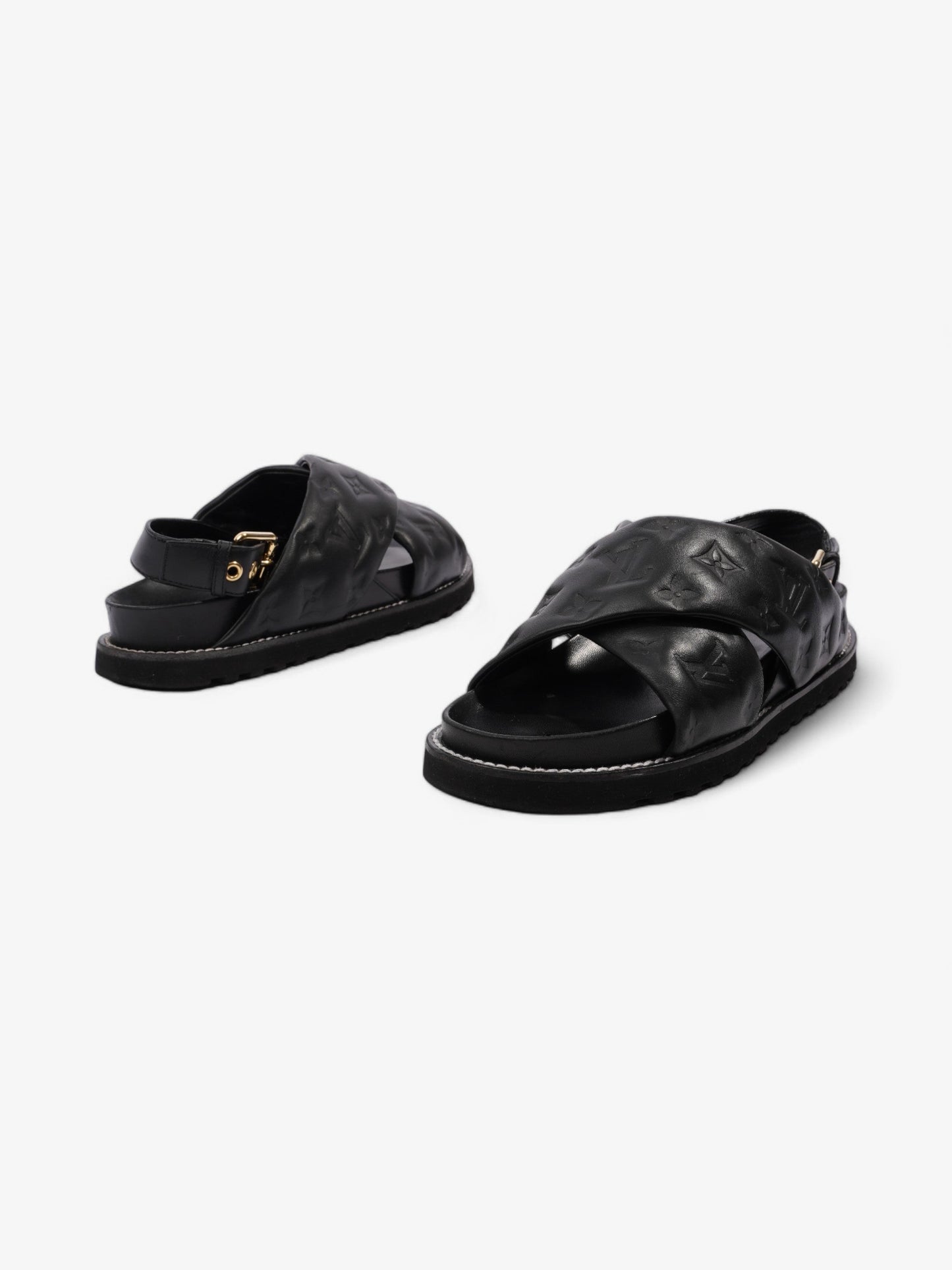 Louis Vuitton Paseo Flat Sandal Black Lambskin Leather EU 39 UK 6