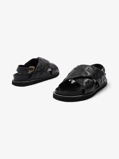 Louis Vuitton Paseo Flat Sandal Black Lambskin Leather EU 39 UK 6