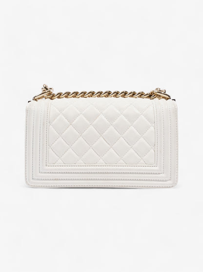 Chanel Boy Bag White Lambskin Leather Small