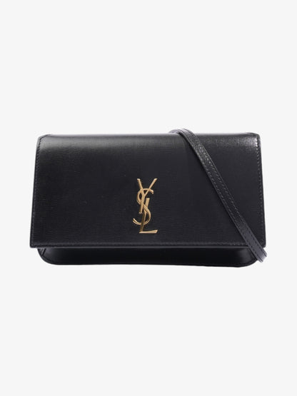 Saint Laurent Cassandre Phone Pouch Black Leather