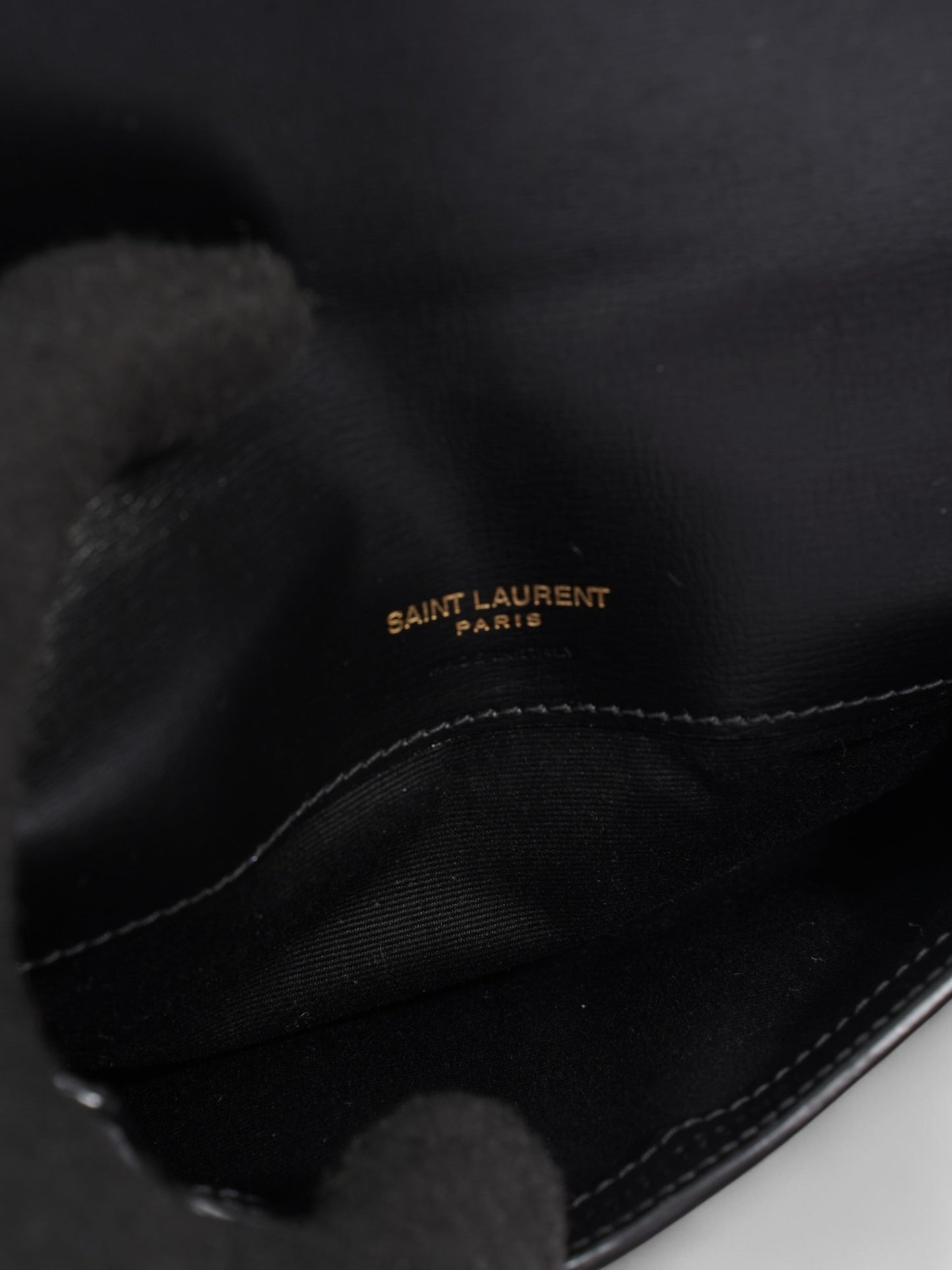 Saint Laurent Cassandre Phone Pouch Black Leather