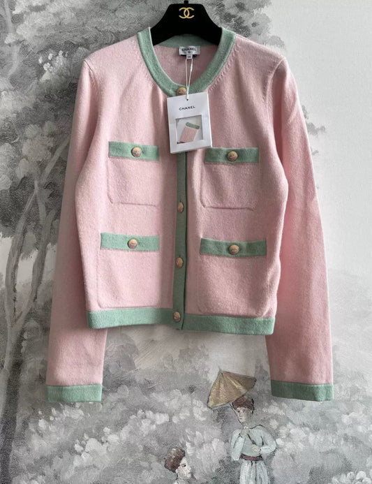 Chanel 24C pink cashmere cardigan