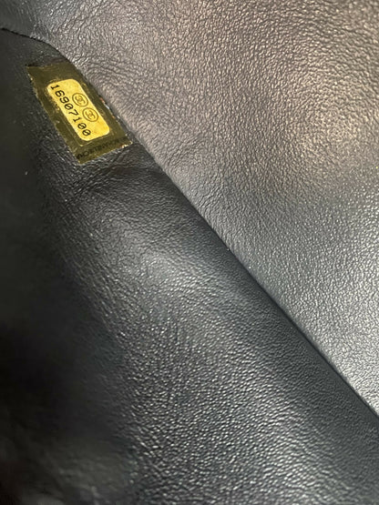 Chanel Medium Dark Green Straited Patent Leather Double Flap Timeless Classic Bag SHW
