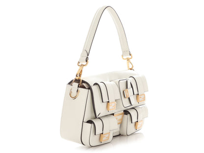 Fendi White Calfskin Multipocket Baguette