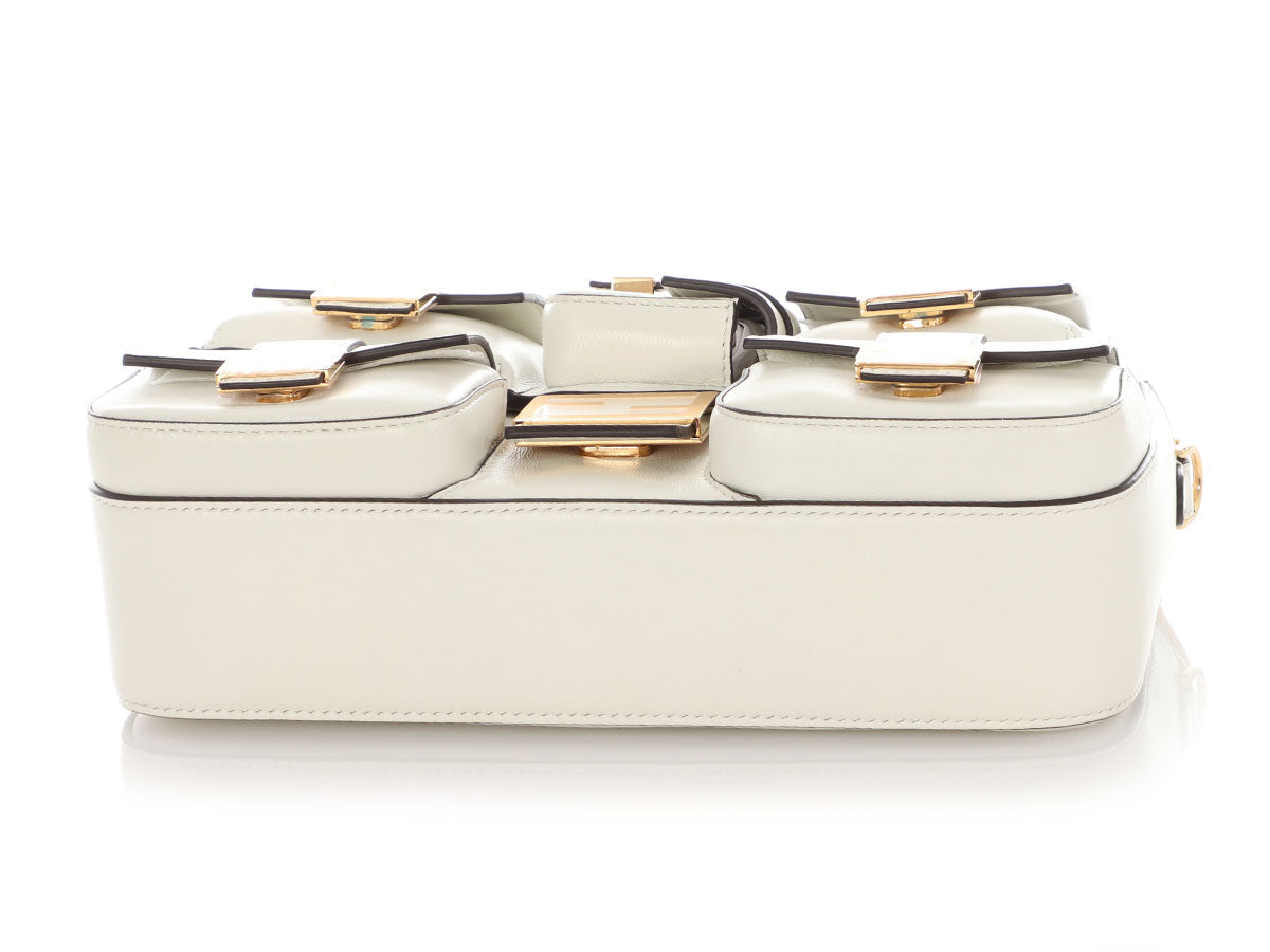 Fendi White Calfskin Multipocket Baguette
