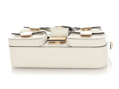 Fendi White Calfskin Multipocket Baguette