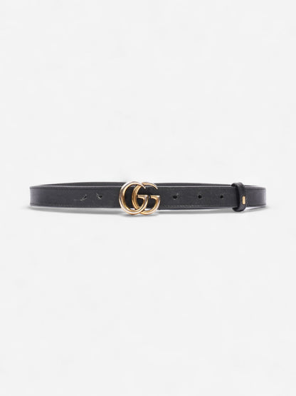 Gucci GG Marmont Thin Belt Black / Gold Leather 70cm / 28"