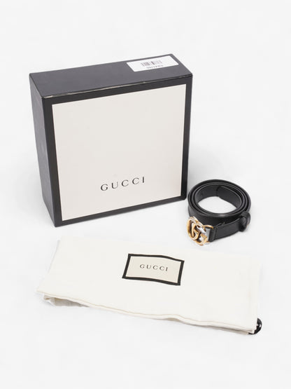 Gucci GG Marmont Thin Belt Black / Gold Leather 70cm / 28"