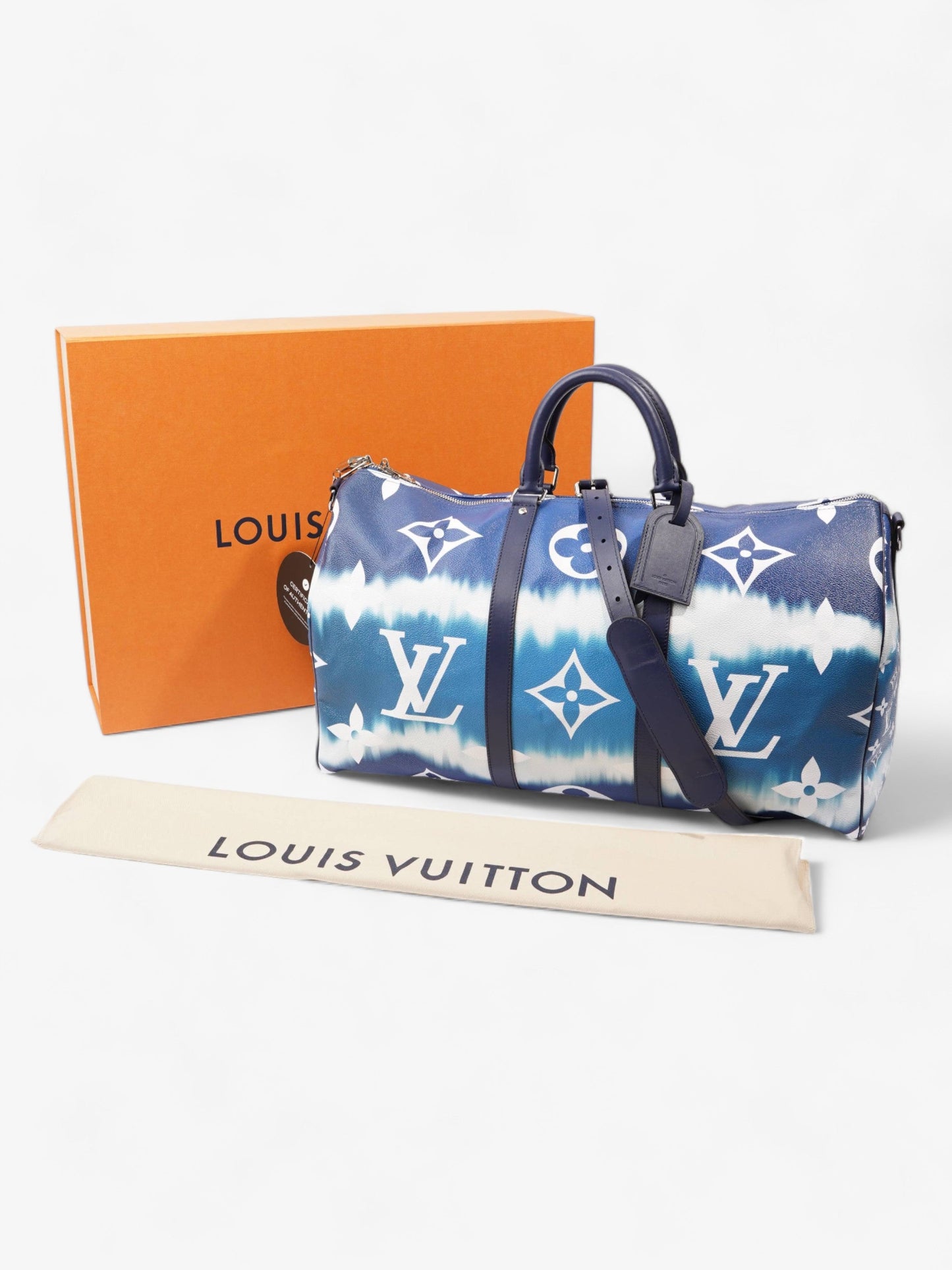 Louis Vuitton Keepall Bandouliere Escale 50 Blue and White Monogram Coated Canvas