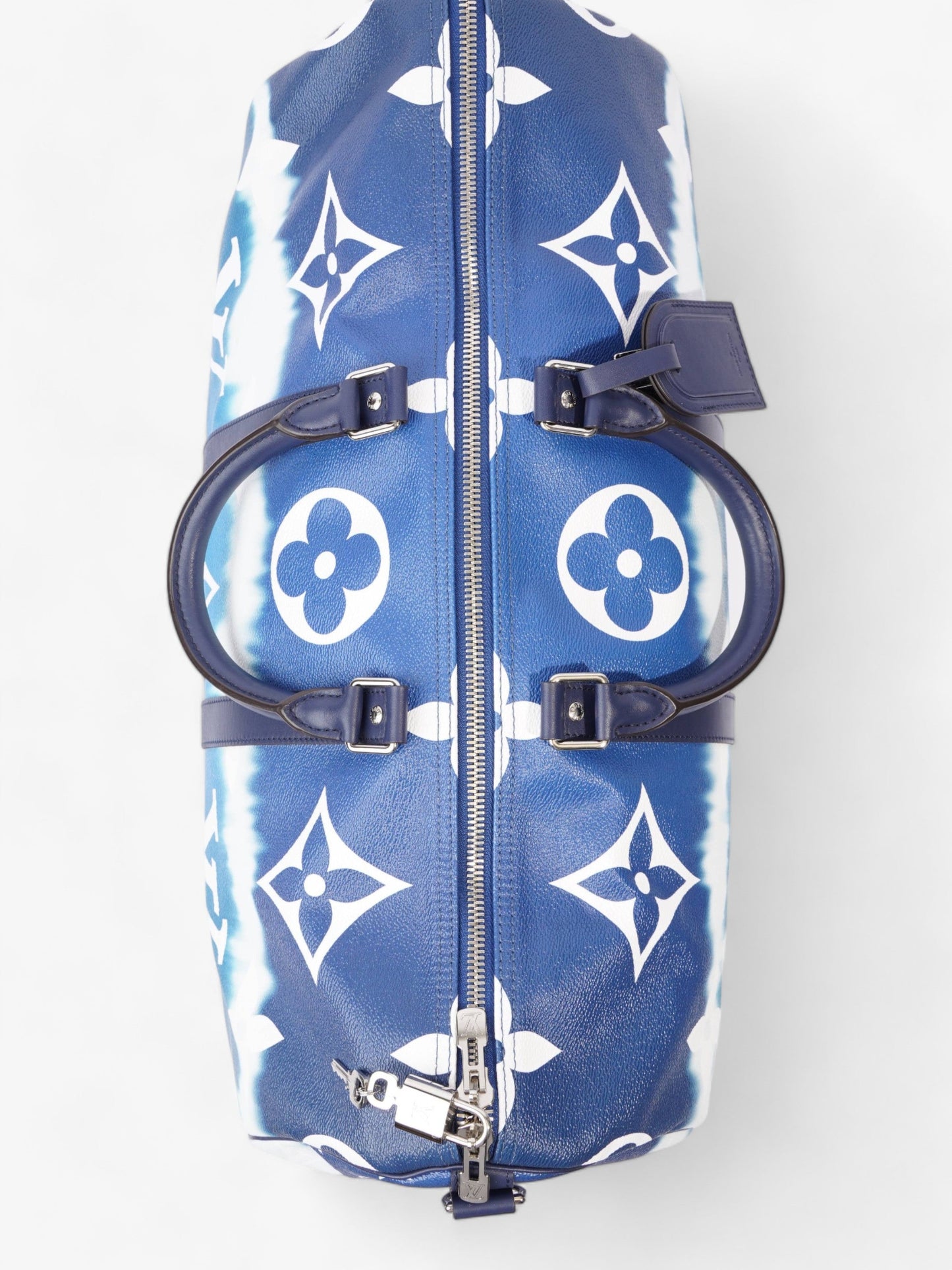 Louis Vuitton Keepall Bandouliere Escale 50 Blue and White Monogram Coated Canvas