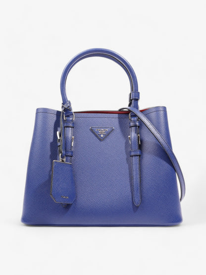 Prada Double Handle Tote Blue Saffiano Leather
