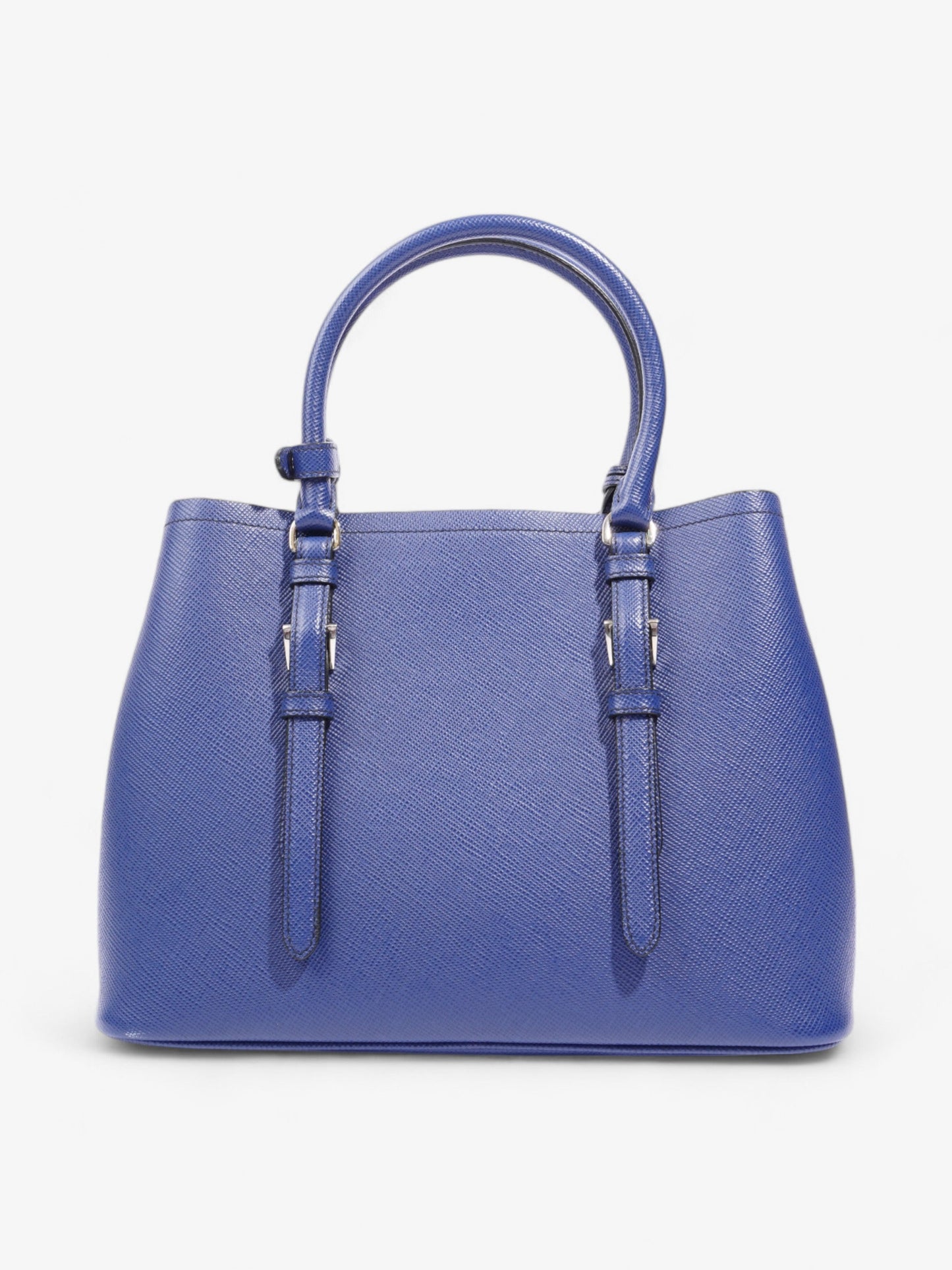 Prada Double Handle Tote Blue Saffiano Leather