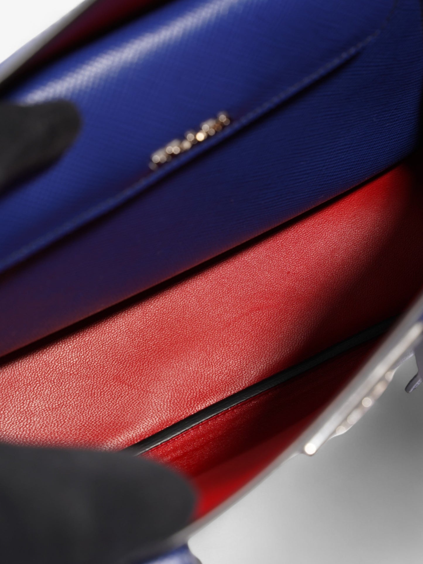 Prada Double Handle Tote Blue Saffiano Leather