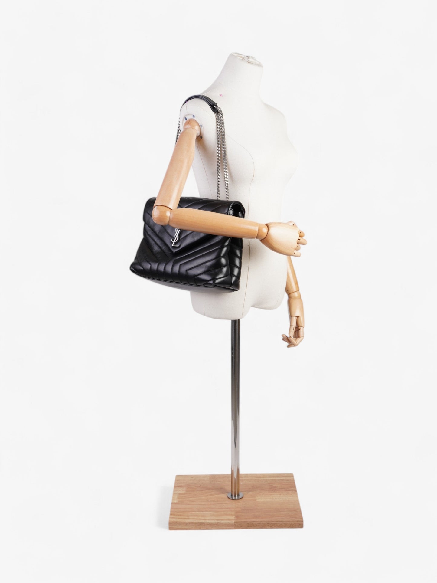 Saint Laurent Lou Lou Black Calfskin Leather Medium