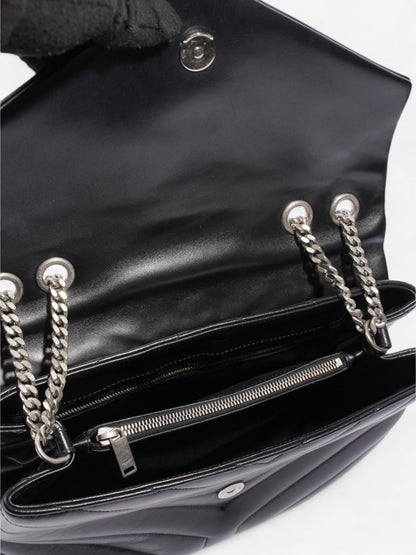 Saint Laurent Lou Lou Black Calfskin Leather Medium