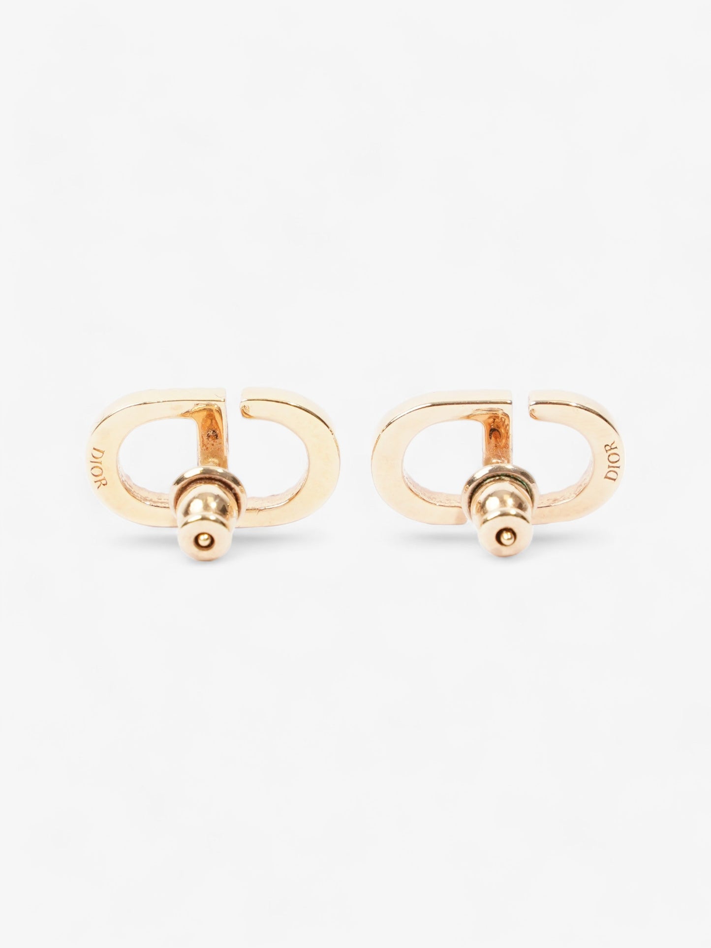 Christian Dior Petit CD Stud Earrings with White Crystals Gold Base Metal