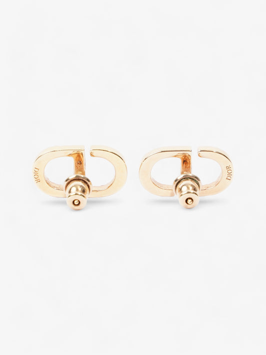 Christian Dior Petit CD Stud Earrings with White Crystals Gold Base Metal