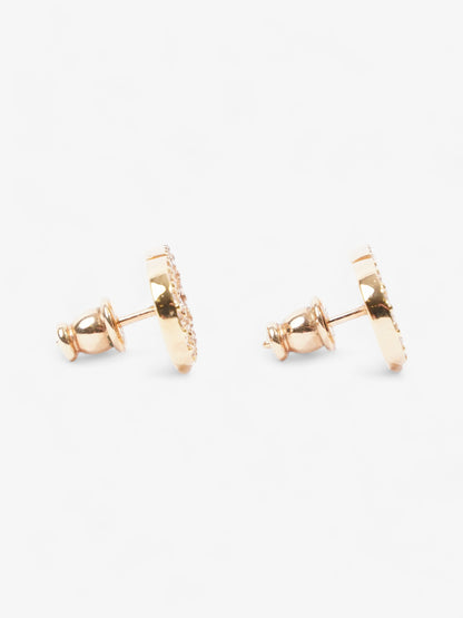 Christian Dior Petit CD Stud Earrings with White Crystals Gold Base Metal