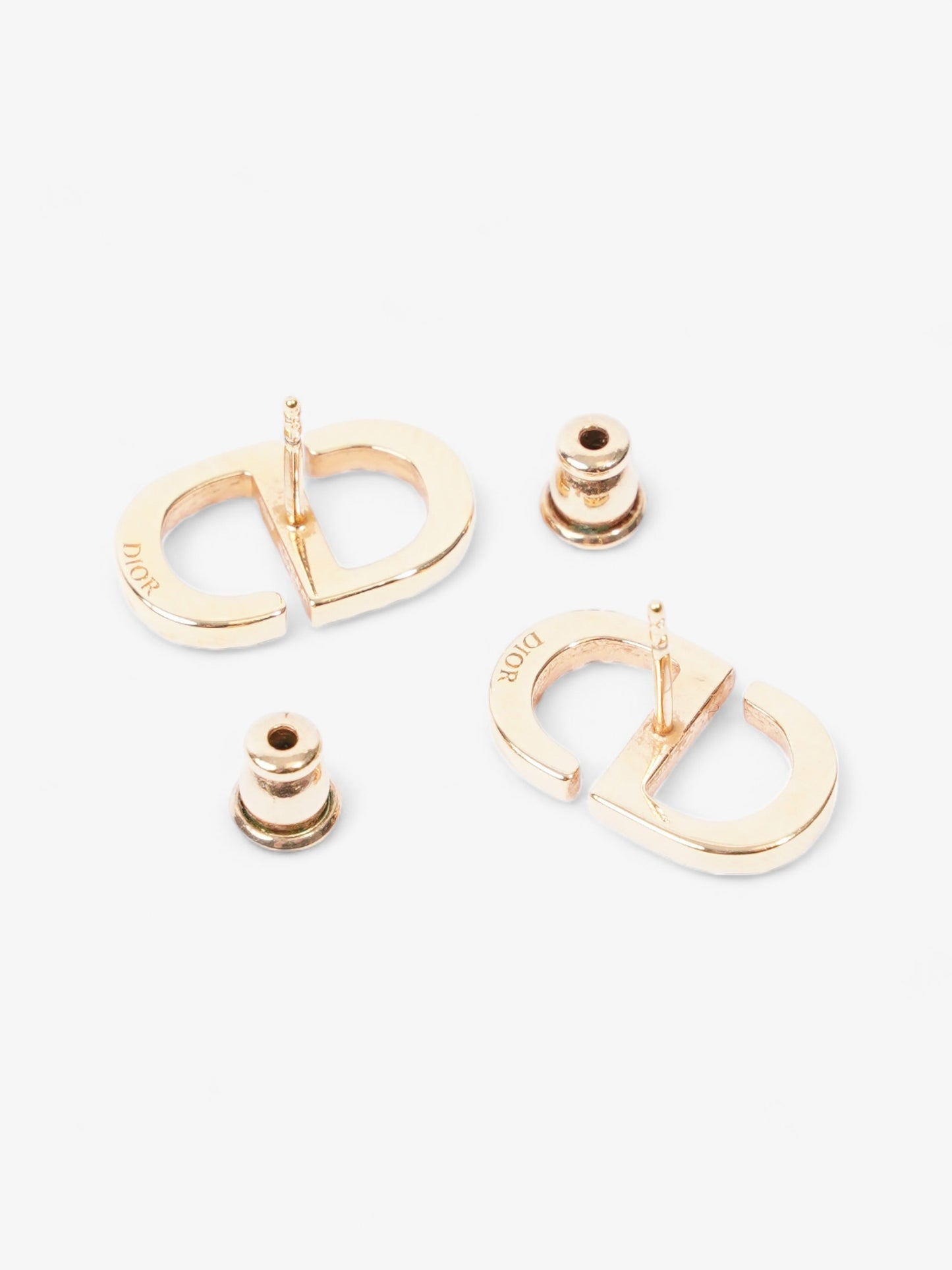 Christian Dior Petit CD Stud Earrings with White Crystals Gold Base Metal