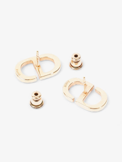Christian Dior Petit CD Stud Earrings with White Crystals Gold Base Metal