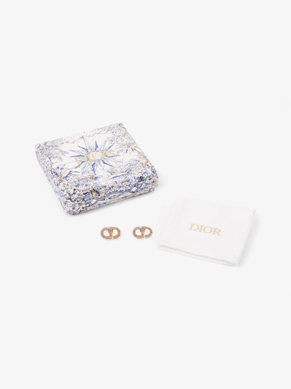 Christian Dior Petit CD Stud Earrings with White Crystals Gold Base Metal